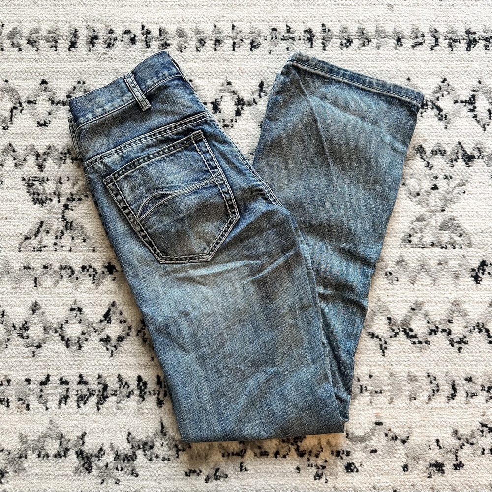 Men's B Tuff Steel Blue Denim Jeans Bootcut 29" x 34" Western Cowboy